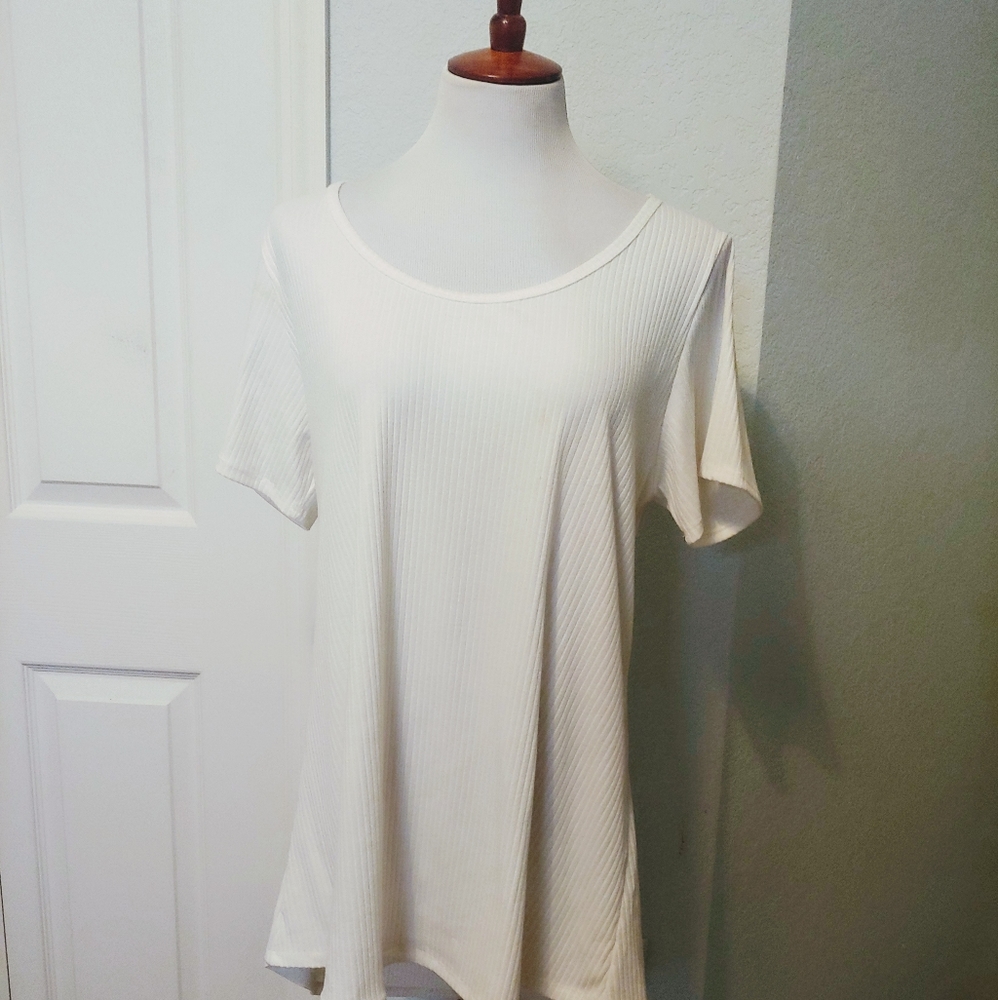 LuLaRoe Perfect Tee White Ribbed Size XL